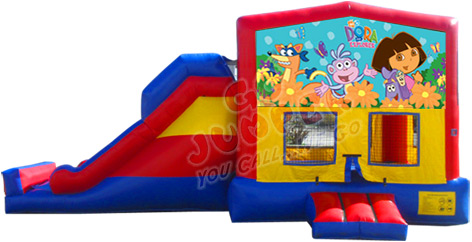 Dora the Explorer Combo with Slide | Dolphins Jumpers | Party Rentals